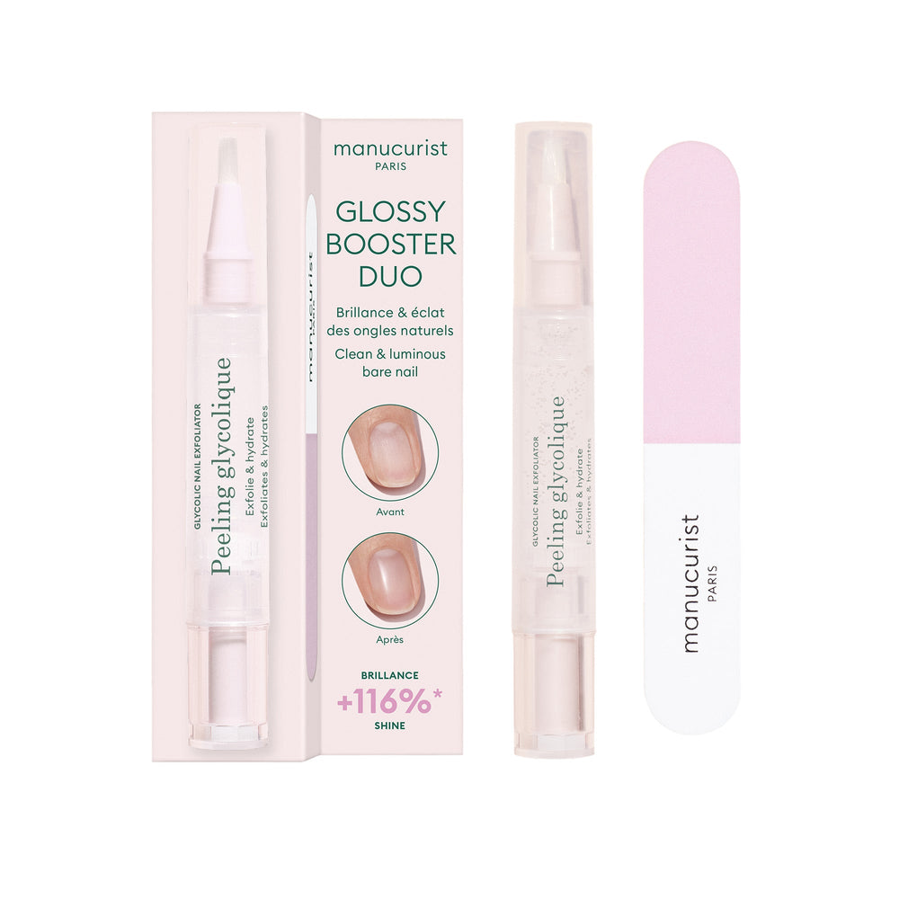 Manucurist Glossy Booster Duo - Glycolic Nail Exfoliator + Buffer 10ml
