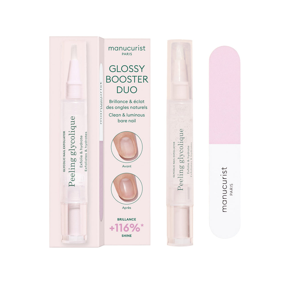 Manucurist Glossy Booster Duo - Glycolic Nail Exfoliator + Buffer 10ml
