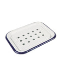 Metal Enamel Soap Dish - Blue & White