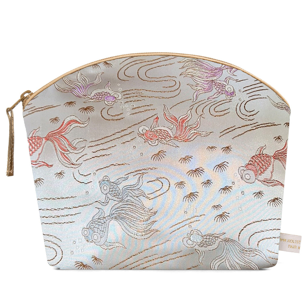 Holistic Silk Brocade Wash Bag with Lavender - Silver Fish
